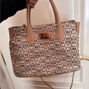 KEM Tan and Black Logo Tote